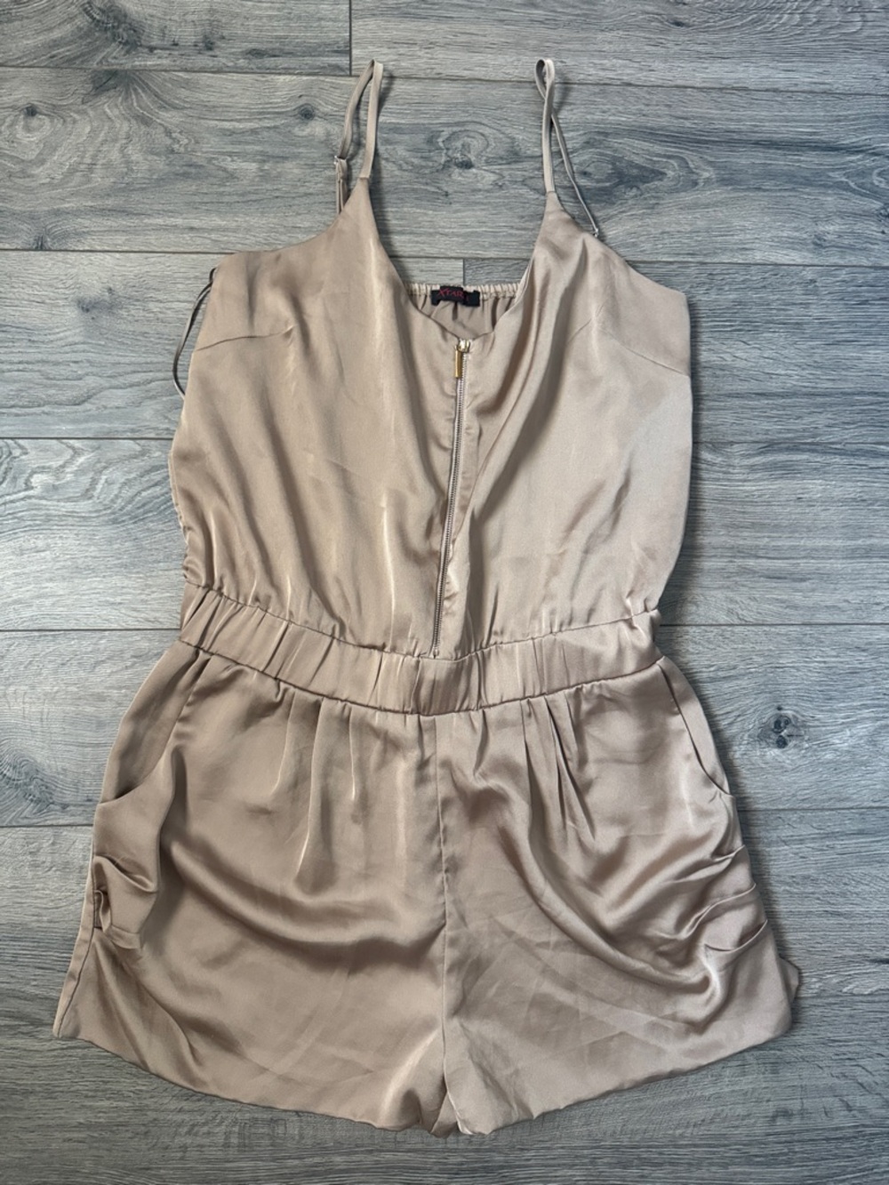 Xtaren Beige Satin Romper